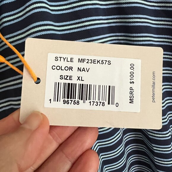 Peter Millar Summer Comfort Men's Polo Collared Shirt XTRA-LARGE Navy White - Picture 5 of 7